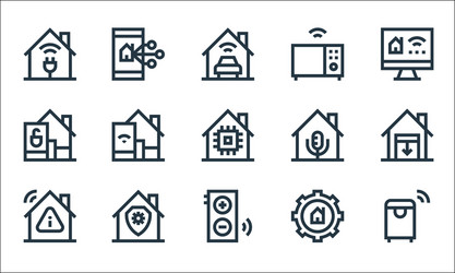 flat smarthome line icons linear set quality vector image
