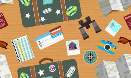 flat travel elements seamless pattern vector image