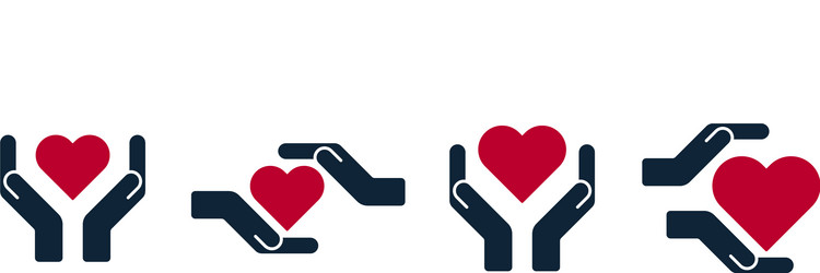 Hands and palms with heart shapes icons vector