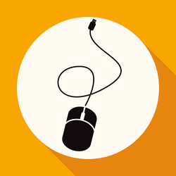 icon computer mouse on white circle with a long vector image