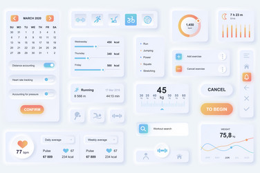 user interface elements for fitness mobile app vector