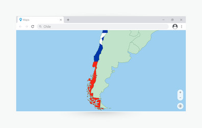 Browser window with map of chile searching vector