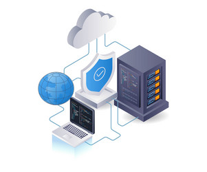 cloud server security analyst infographic 3d flat vector image