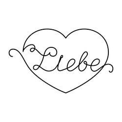 continuous one line heart and script cursive text vector image