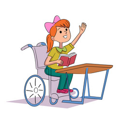 disable girl in wheelchair study isolated on white vector