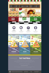 flat style pizza menu concept web site design vector image