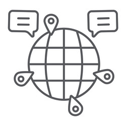 globe communication thin line icon internet vector image