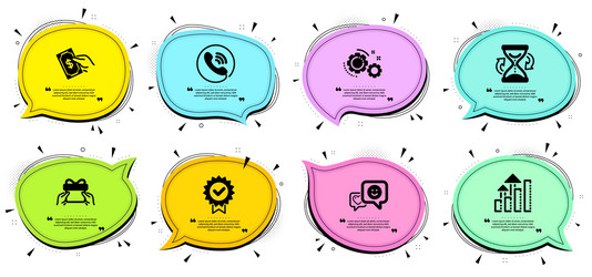 hourglass analysis graph and smile icons set vector image