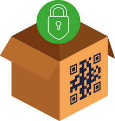 qr code over box and padlock design vector image