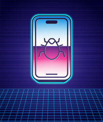 retro style system bug on mobile icon isolated vector image