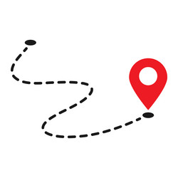 roadmap with start point and destination pin vector image