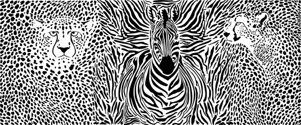 Black and White Cheetah and Zebra Pattern vector image