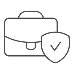 briefcase with check mark thin line icon suitcase vector image