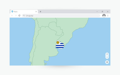 Browser window with map of uruguay searching vector