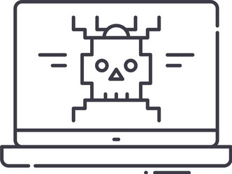 computer bug icon linear isolated vector image
