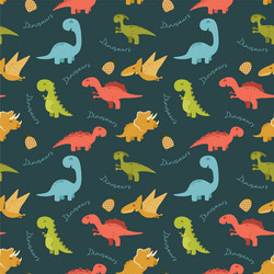 Cute seamless pattern with cartoon dinosaurs Vector Image
