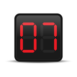 digital countdown display with red number 7 vector image