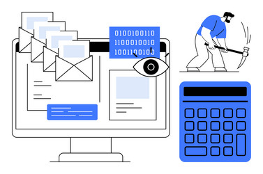 digital data management with emails binary code vector image