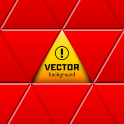 abstract red triangular frame with yellow sign vector image