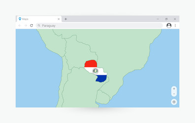 Browser window with map of paraguay searching vector