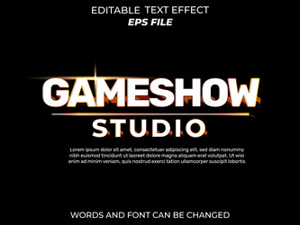 game show text effect font editable typography 3d vector image