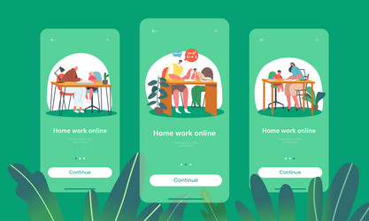 Homework online mobile app page onboard screen vector