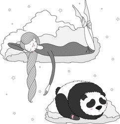 Night girl panda vector