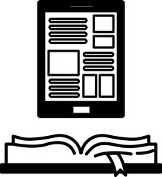 tablet is shown next to an open book vector image