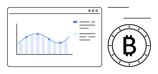 bitcoin price monitor with performance graph vector image