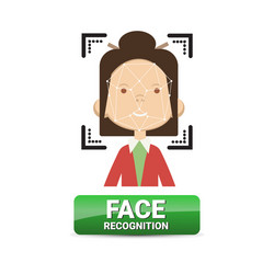 face recognition button biometrical identification vector image