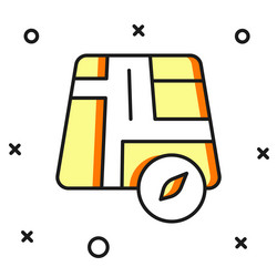 filled outline map pointer with taxi car icon vector image