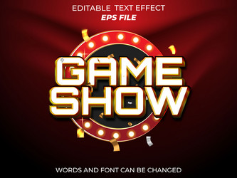 game show text effect font editable typography 3d vector image