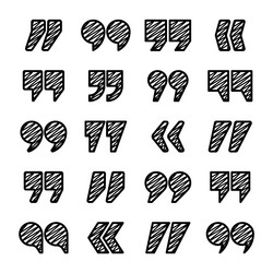 hatched text quotation marks hand drawn quotes vector image