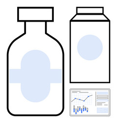 medical containers with data analytics medication vector image