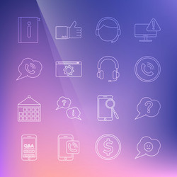 set line speech bubble with sad smile question vector image