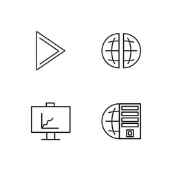 Business simple outlined icons set vector