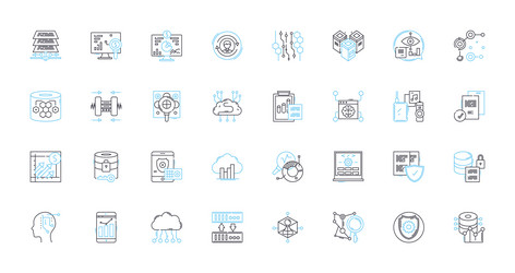 servers linear icons set performance bandwidth vector image