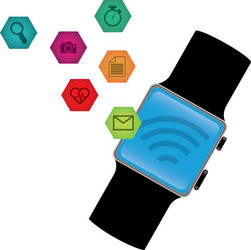 Smart watch technology with applications menu vector