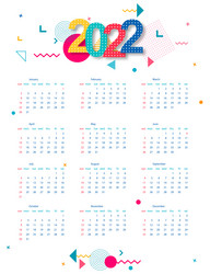 Calendar 2022 with abstract geometric background vector