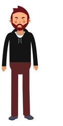 man standing middle age guy with beard flat vector