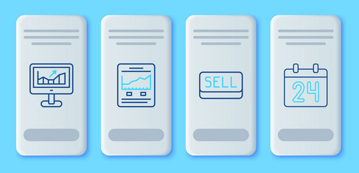 set line website with growth graph sell button vector image