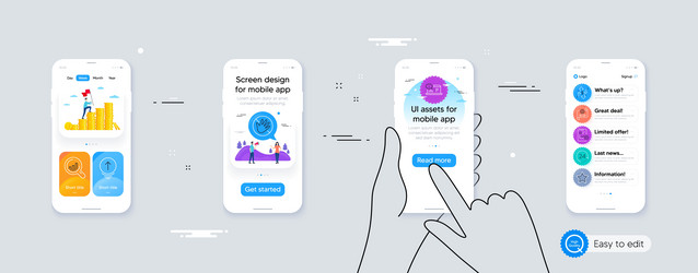 set of report checklist swipe up and dollar rate vector image