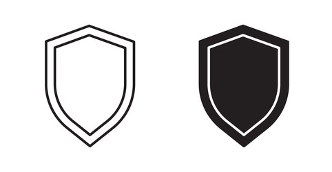 shield icon set in thin line for web vector image