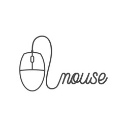 Simple minimalist computer mouse with cable text vector