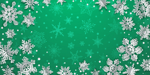 Christmas background with volume paper snowflakes vector