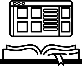 computer monitor with a book open vector image