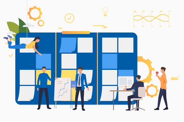 employees working on project vector image