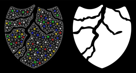 Flare mesh wire frame corrupted shield icon vector