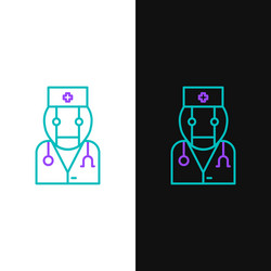 Line robot doctor icon isolated on white and black vector