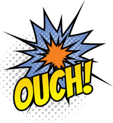 Ouch cartoon comic book sound blast explosion vector